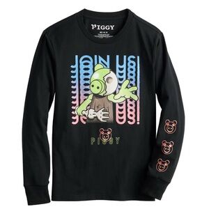 Piggy Black Long Sleeve Graphic Tee